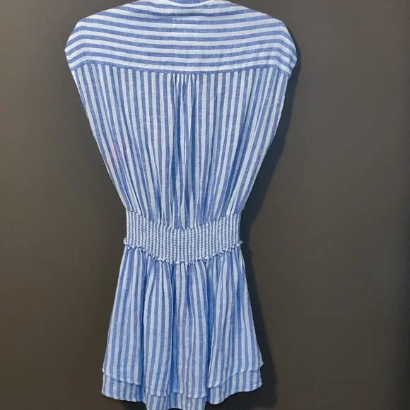 Rails Angelina Borocay Stripe Smocked Waist Linen Blend Dress SIZE XS - Picture 5 of 8